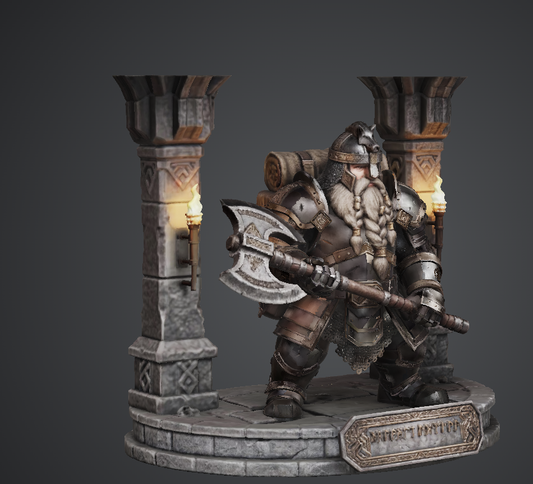 Dwarven Warrior w/ Base Kit Resin Art