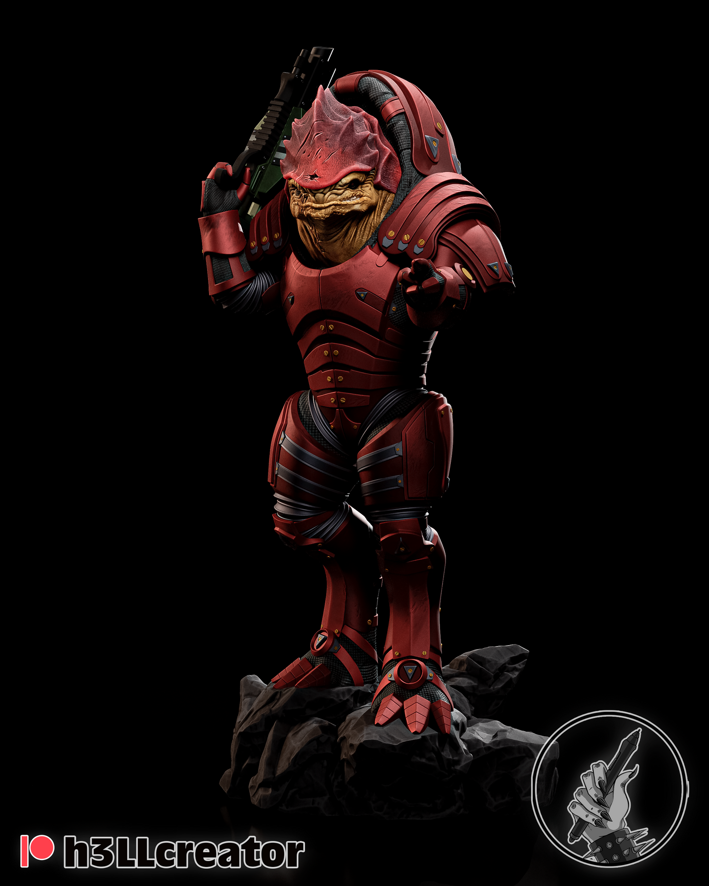 Mass Effect Wrex Collectible Resin Fan Art Pro Painted - MTO