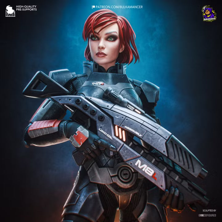Jane Shepard Mass Effect Resin Art (Design by Bulkamancer)