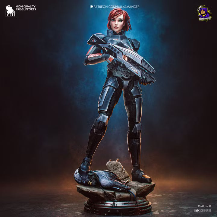 Jane Shepard Mass Effect Resin Art (Design by Bulkamancer)