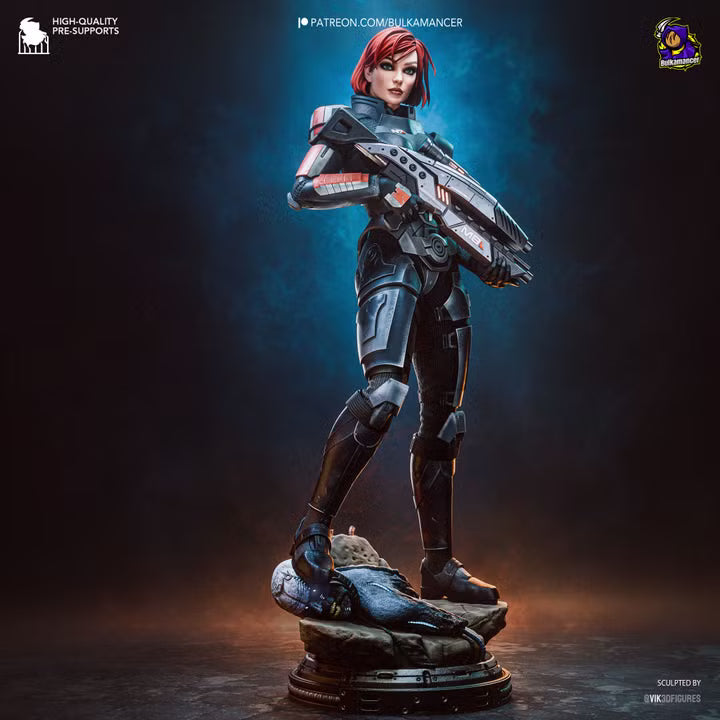 Jane Shepard Mass Effect Resin Art (Design by Bulkamancer)