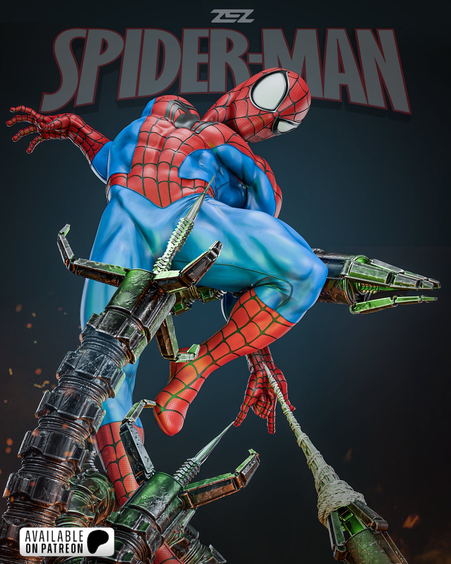 Spiderman vs Octa Resin Fan Art Sculpture (Zez)