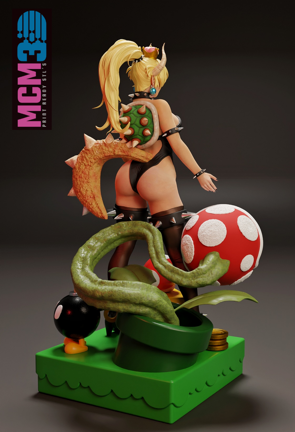 Bowsette Resin Art (Design by MCM3D Studios)