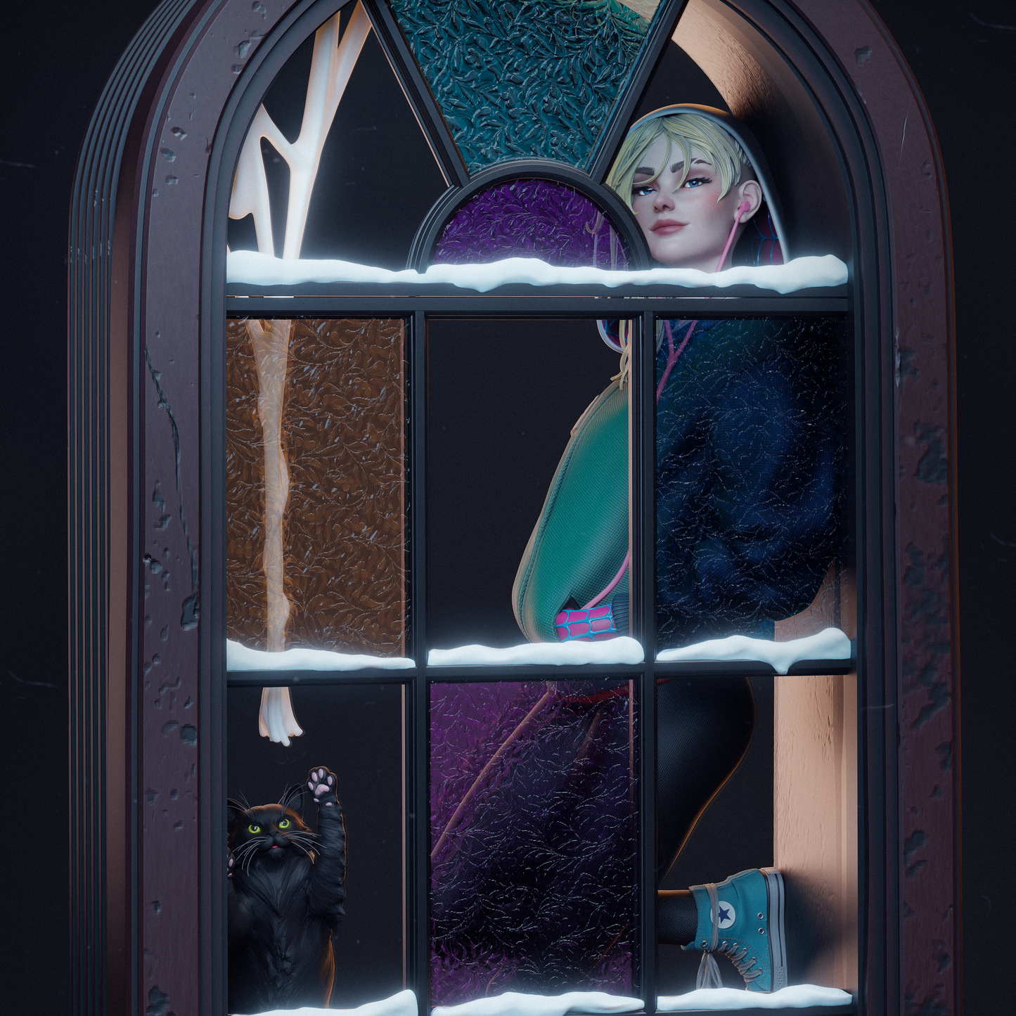 Spider Gwen Ghost Spider Resin Art - MTO (Design by CA3D)