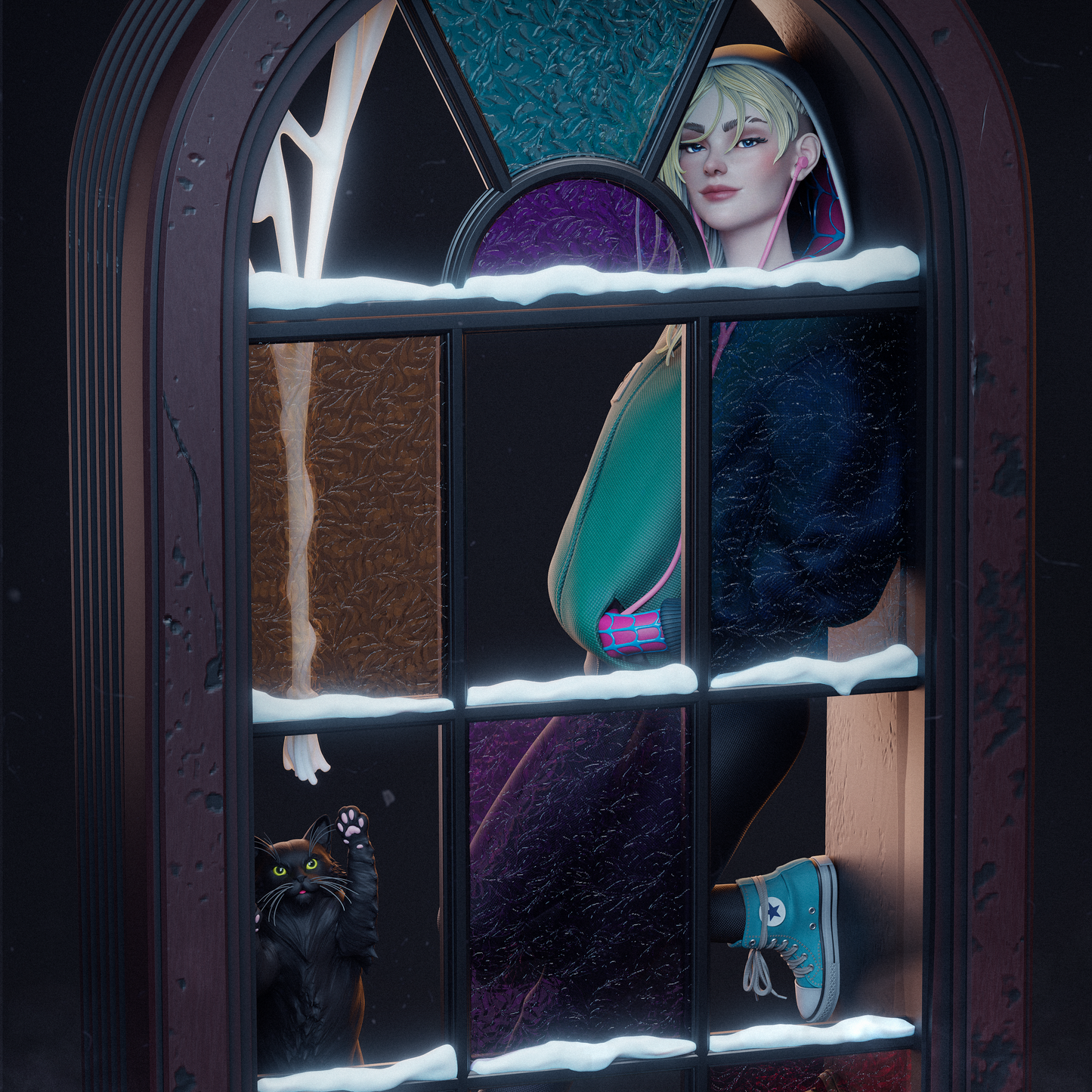 Spider Gwen Ghost Spider Resin Art - MTO (Design by CA3D)