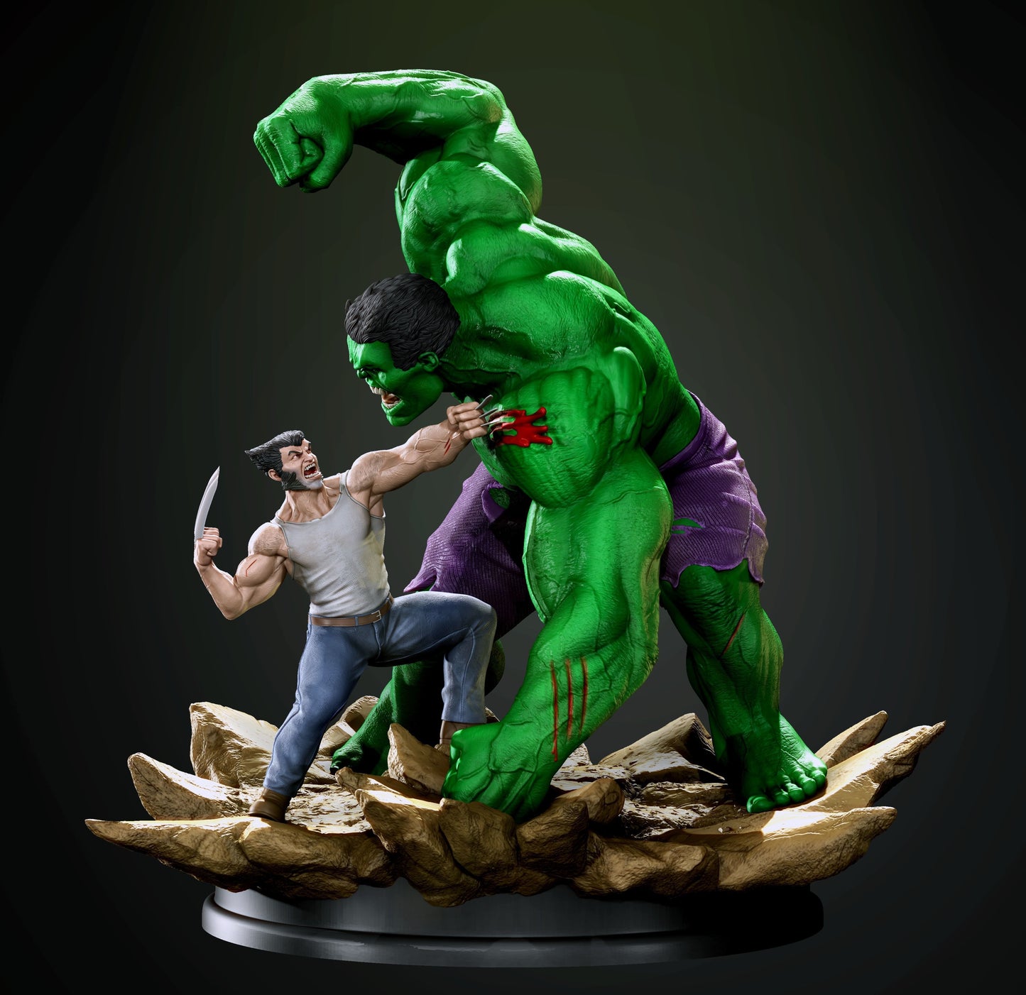 Hulk vs Wolverine Resin Fan Art - MTO (3DMind)