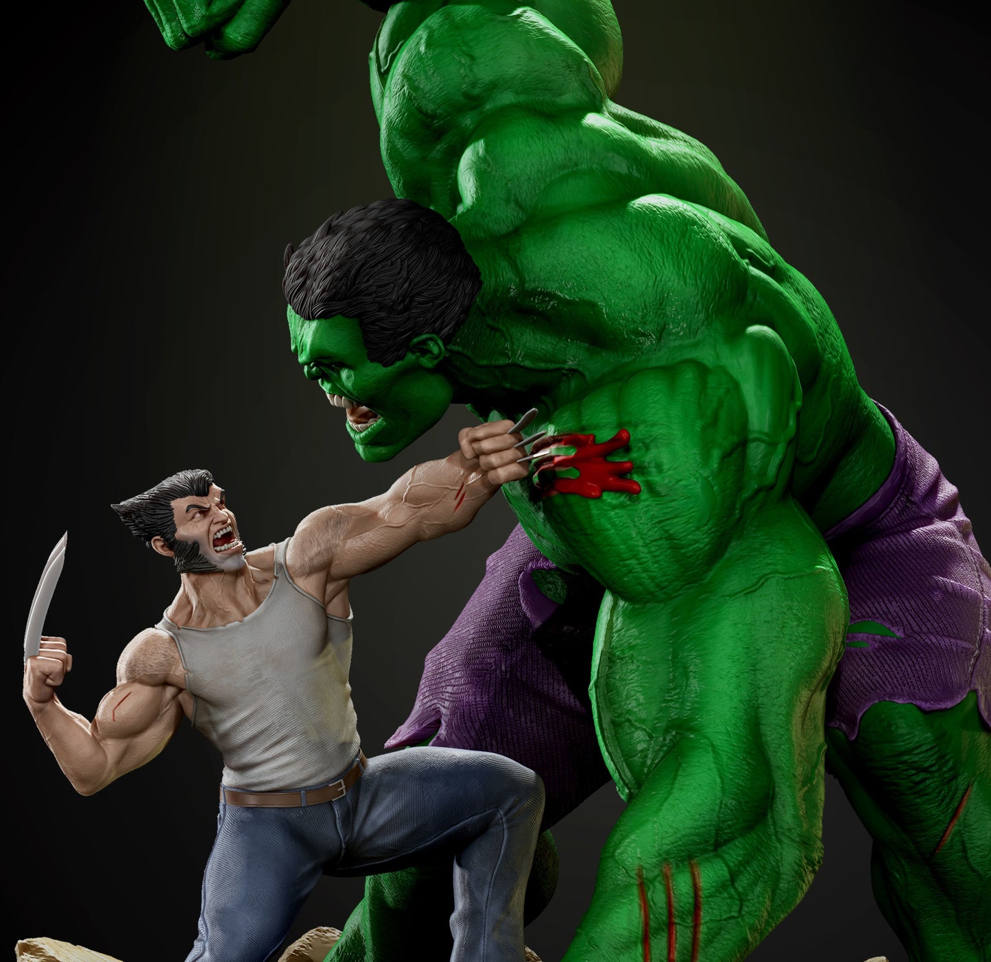 Hulk vs Wolverine Resin Fan Art - MTO (3DMind)