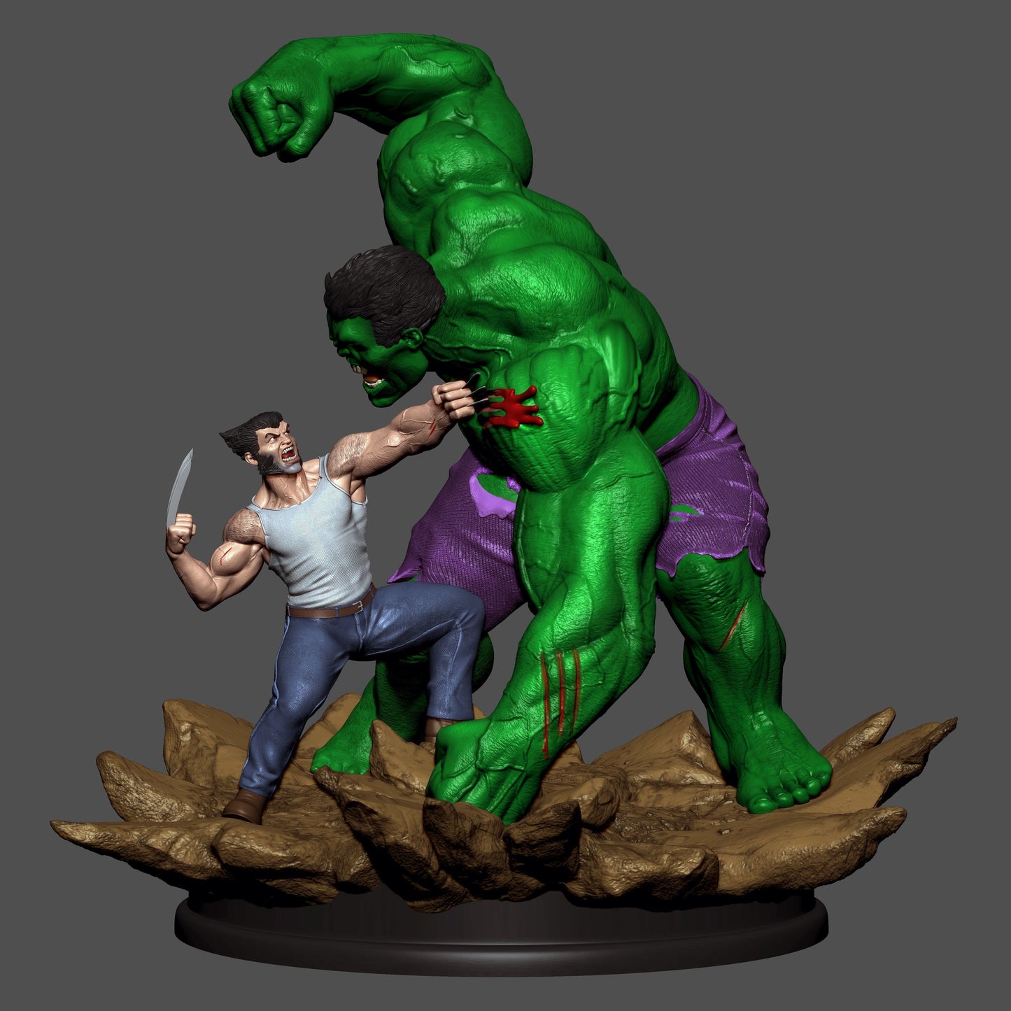 Hulk vs Wolverine Resin Fan Art - MTO (3DMind)