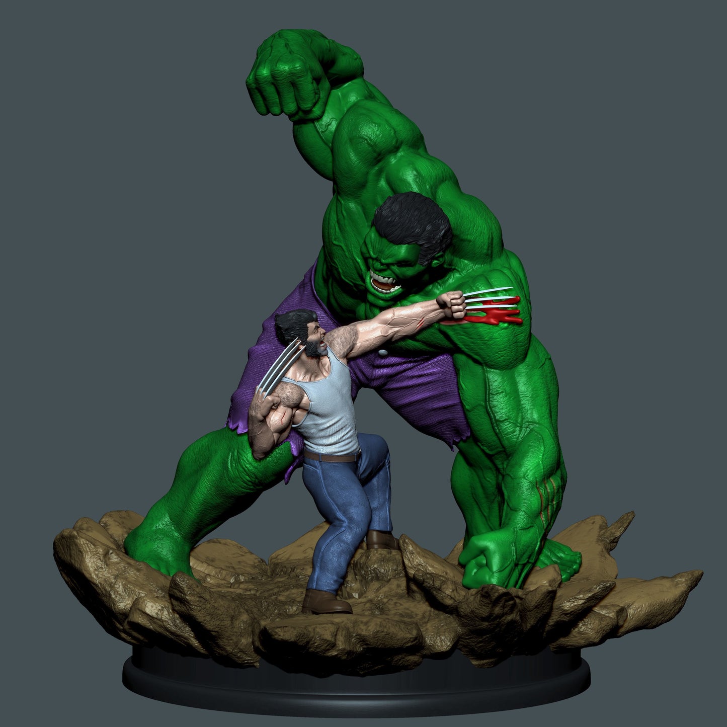 Hulk vs Wolverine Resin Fan Art - MTO (3DMind)