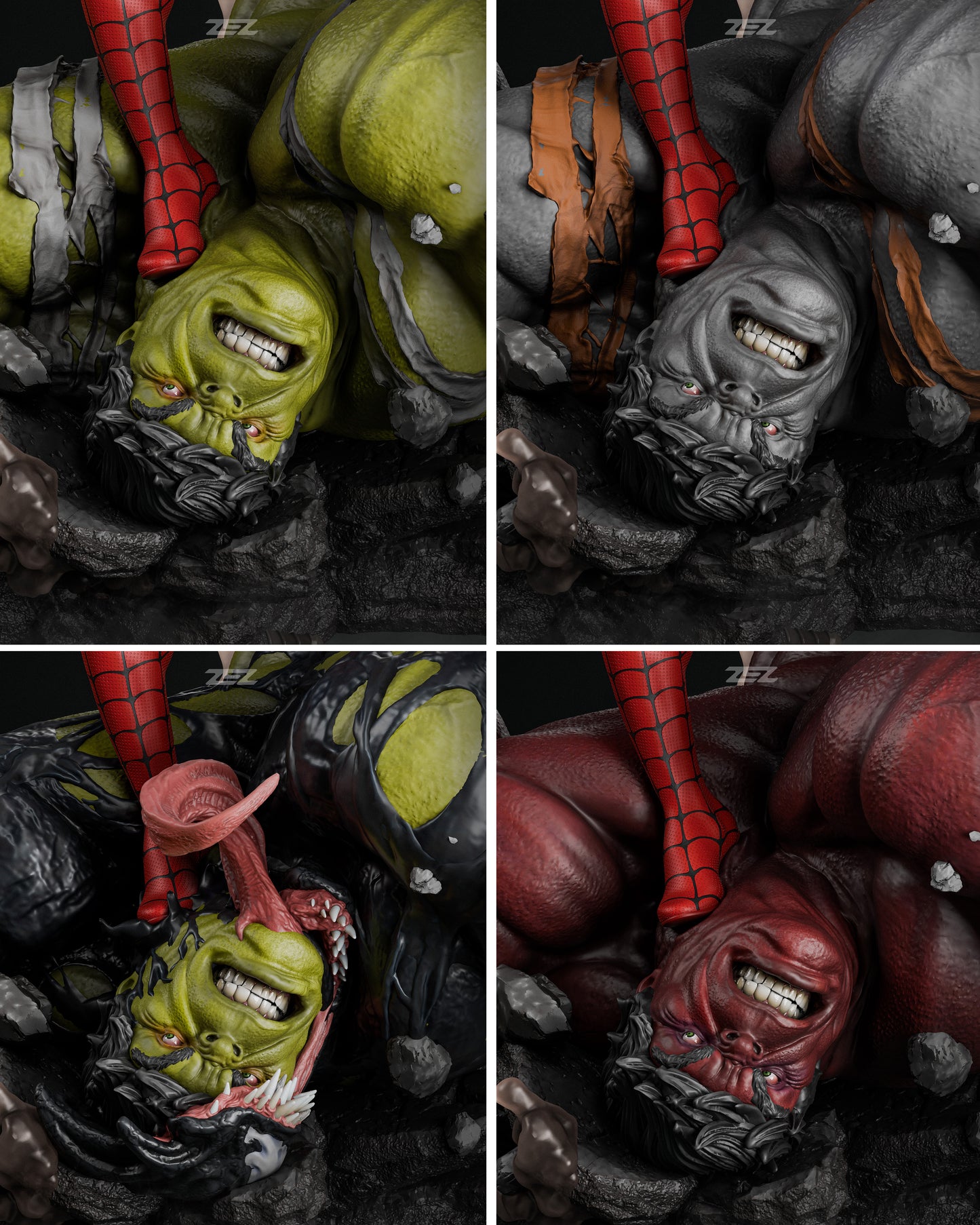 Spiderman vs Hulk Resin Fan Art Sculpture (Zez)