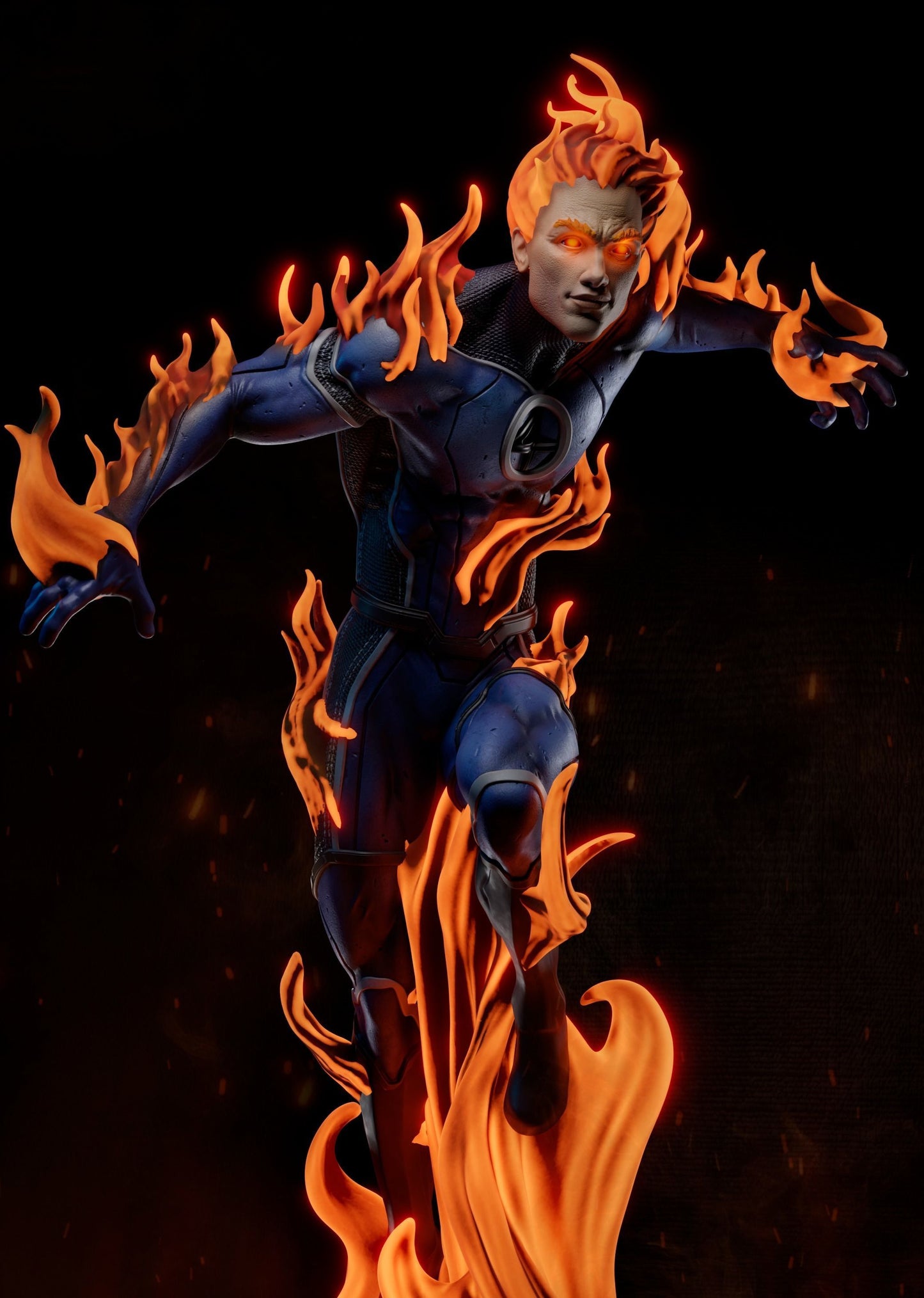 Human Torch Resin Fan Art - MTO (3DMind)