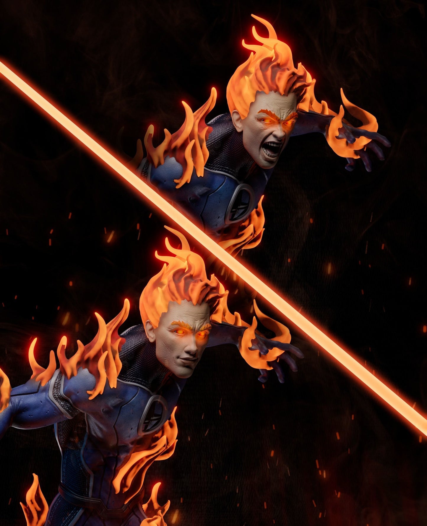 Human Torch Resin Fan Art - MTO (3DMind)