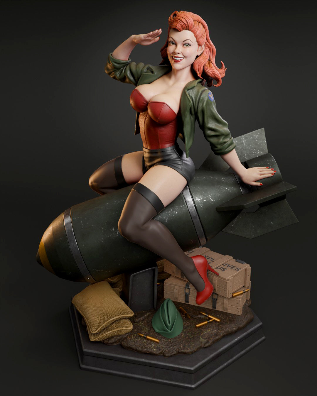 Pinup Air Force Bomber Resin Fan Art MTO (Design by Abe3D)
