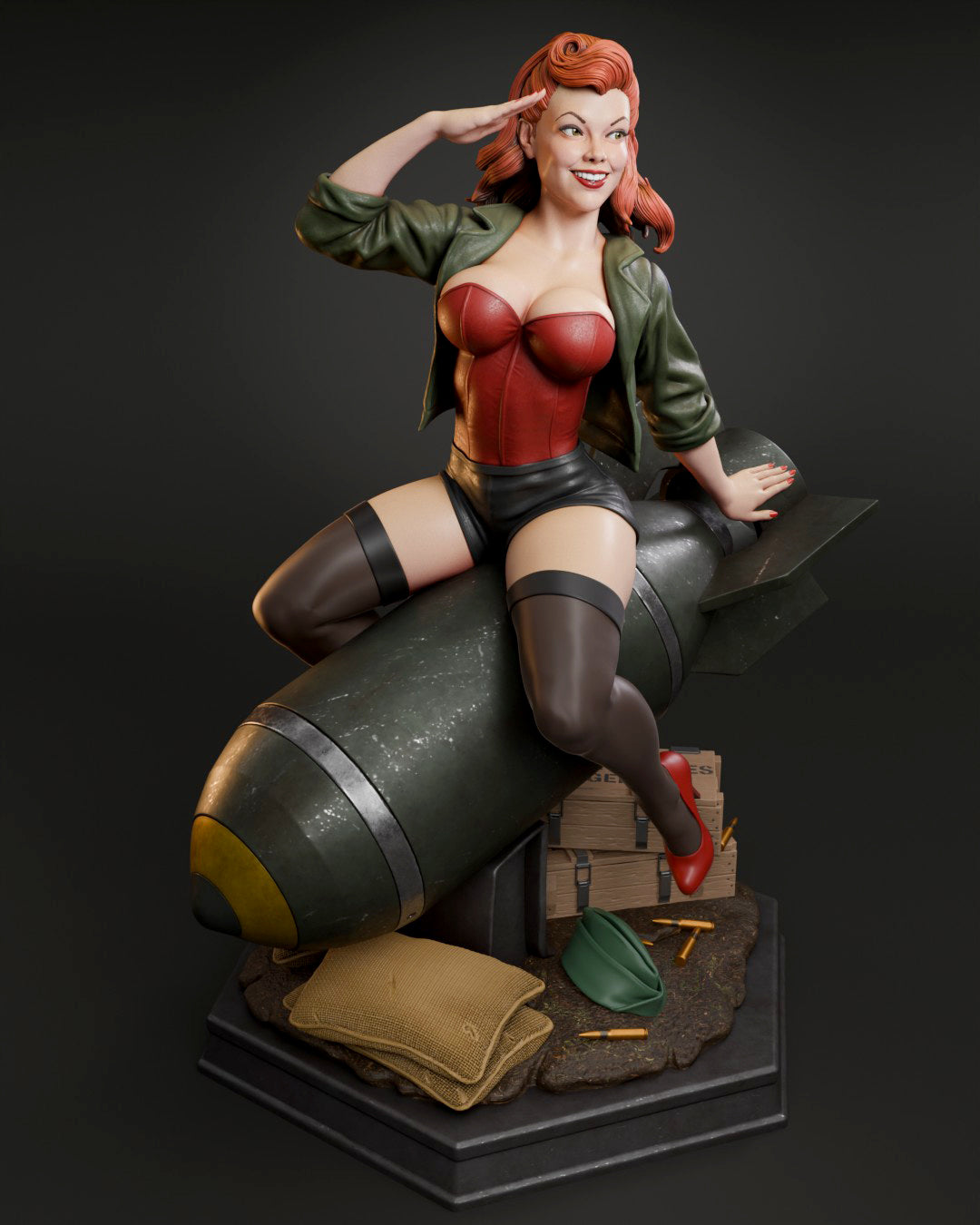 Pinup Air Force Bomber Resin Fan Art MTO (Design by Abe3D)