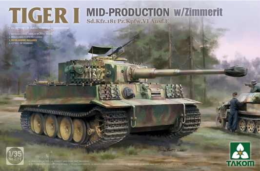 Takom - Tiger I Mid-Production w/Zimmerit - 1/35 (2198)